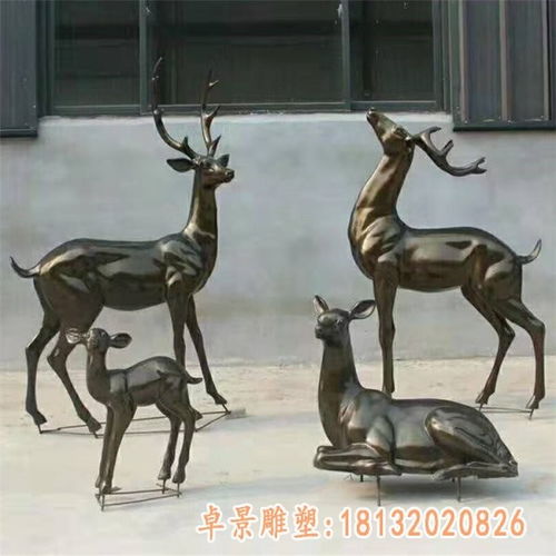 廣場(chǎng)馴鹿銅雕塑工藝品 德陽(yáng)黃銅鹿雕塑制作廠家